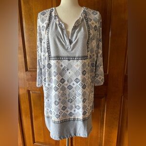 Women Within Grey Geometric Print Blouse